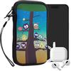 kwmobile Custodia in neoprene con zip per smartphone L - 6,5 - Astuccio portacellulare a sacchetto con cerniera - Borsa verticale - civette albero multicolore/blu/marrone