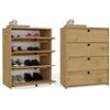 BDW Scarpiera LOKA, 85 x 66 x 36 cm, 4 ante a battente, scarpiera per corridoio, Quercia Artisan