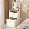 Soweiz Tavolo da toeletta compatto 3 in 1, con specchio LED e sgabello, tavolo da toeletta con 3 cassetti e piano in vetro trasparente, bianco, 60 x 40 x 118 cm, per camera da letto (bianco)