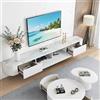 NOYHHAV Mobile TV sospeso con Magazzinaggio Mobile TV a parete-Bianco-B +LED luci-280CM