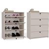 BDW Scarpiera LOKA, 85 x 66 x 36 cm, 4 ante a battente, scarpiera per corridoio, Cashmere