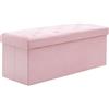 BRIAN & DANY Pouf Contenitore Pieghevole 110x 40x 40 cm, Cassapanca Contenitore da Interno in Velluto, Puff Poggiapiedi Rettangolare Panca per Camera da Letto, Rosa