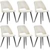 WAFTING Set di 6 Sedie da Pranzo, Sedia da Cucina Velluto a Coste in Spugna Spessa con Gambe in Metallo Separate, per Sala da Pranzo, Cucina e Reception, Beige