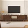 ModernLuxe Retrò Mobile Porta TV Ovale in Noce Scuro Mobiletto TV Design Rattan Mobile Soggiorno 180cm Piedini Regolabili