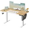 SONGMICS Scrivania Regolabile in Altezza Elettrica, 140 x 60 cm, Scrivania Elettrica, Tavolo con Memoria per 4 Altezze, Porta USB-C, Rovere Naturale e Bianco Opaco LSD016N01