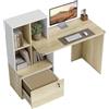 HOMCOM Scrivania con Libreria, Cassetto A4, Lettera, Legale Serratura e 2 Chiavi, Scrivania Salvaspazio, Tavolo per Computer, Casa Ufficio Studio Camera da Letto, 126x50x109 cm, Bianco