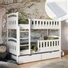 Kids Collective Letto a castello 80x180 90x200cm Letto a castello con due materassi e due cassetti rete a doghe protezione anticaduta trasformabile in due letti singoli bianco Letto per bambini 90x200 da 4 a 18 anni