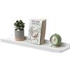 GIEANOO Mensola da parete, 40 cm, mensola galleggiante in legno di quercia massiccia, bianco, ripiano in legno, per soggiorno, cucina, camera da letto, bagno