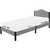 ML DESIGN modern living ML-Design Letto Singolo 90x200 cm, con Materasso alto 10 cm, Giroletto, Struttura Robusta, Testiera Imbottita e Rete a Doghe, Telaio in Acciaio e Tessuto di Lino, Grigio, per Cameretta