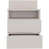 KOBI Comodino camera da letto, soggiorno | Comodino moderno in stile loft | Mobile in legno con due cassetti (beige - cashmere)