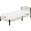 ML DESIGN modern living ML-Design Letto Singolo 90x200 cm, con Materasso alto 10 cm, Giroletto, Struttura Robusta, Testiera Imbottita e Rete a Doghe, Telaio in Acciaio e Tessuto di Lino, Beige, per Cameretta