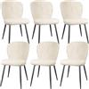 ANVOFONG Sedia da Pranzo Imbottita in Velluto Set di 6 Beige