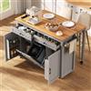 Azkoeesy Isola cucina mobile su ruote con pattumiera, 120x92x40 (75) cm, Grigio