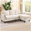 Wyibwy Divano ad angolo moderno,divano modulare,divano a 3 o 4 posti,divani e poltrona imbottiti con porte USB e C,con 2 portabicchieri,sofa a L,tessuto di lino,202x137x80 cm (beige)