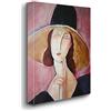 Giallobus - Quadro - Amedeo Modigliani - Jeanne Hebuterne con Copricapo Largo - Tela Canvas Telaio Premium Alto Spessore - 50x70 - Pronto da Appendere - Quadri Moderni per la casa