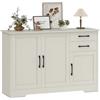 HOMCOM Credenza Cucina con 2 Cassetti 2 Armadietti 120x38x79 cm Crema | Mobile Cucina, Credenza Buffet, Ante Chiusura Soft-close, Ripiani Regolabili, per Salotto Sala da Pranzo Soggiorno