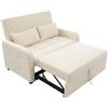 Azkoeesy Divano Letto Estraibile a 2 Posti 127 cm con 2 Cuscini Inclusi, Schienale Regolabile, Rivestimento in Tessuto di Lino, Colore Beige