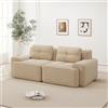 Wyibwy Divano componibile Boneless 2 posti,divano modulare matrimoniale,divano a compressione (senza montaggio),divano moderno con seduta profonda,divani Componibili a 2 posti, velluto a coste,Beige