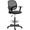 Vinsetto Sedia Ufficio ad Altezza Regolabile con Poggiapiedi Nero | Sedia Ergonomica, Ruote Girevoli, Braccioli, Seduta Imbottita in Gommapiuma, 64x57x110-132cm