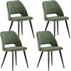 WAFTING Sedie da pranzo velluto a coste, spugna spessa, set 4,Verde