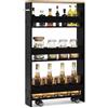 RELAX4LIFE Carrello di Stoccaggio Sottile a 4 Livelli con Maniglia e Ruote Girevoli a 360°, Unita Mobile di Ripiani Scorrevoli per Cucina, Bagno, Lavanderia, Spazi Stretti (NERO, 48x13x81 cm)