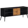 Homgoday Mobile TV 112 x 31 x 45 cm in teak massiccio di recupero, armadietto per centro intrattenimento, mobile per TV Hi-Fi, mobile stereo per TV, mobile per soggiorno, casa, interno