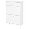 HOMCOM Scarpiera con 2 Ante a Ribalta e Cassetto 75x26x110 cm Bianco