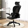 HDHNBA Sedia da Ufficio in Rete,Sedia da Gioco Ergonomica con Schienale Alto,Rotelle e Poggiatesta Regolabile,Braccioli Ribaltabili Comfort per Casa,Camera da Letto,Studio(Nero)