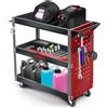 Humberg Carrello portautensili - 3 livelli con 6 ganci - portata fino a 300 kg - acciaio alluminio 80 x 35 x 73 cm