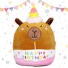 KIKVTER Capybara Peluche, 25 cm Happy Birthday Peluche Capibara, Capibara Peluche, Simpatico Capybara Plush, Capibara Peluche Giocattolo con Compleanno Cappello per Ragazzi Ragazze, Peluche Carini