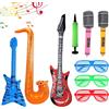 YUZHEDM Strumenti Gonfiabili Musicali set di 9 Giocattoli Gonfiabili Rock Star Chitarra Giocattolo 90 cm Chitarra Elettrica Gonfiabile Adatto per Feste a Tema Palloncini, Feste di Compleanno ecc.