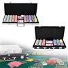 FROADP Set Da Poker Professionale 500 Fichette Laser Da Poker, Con Valigetta In Alluminio, Gioco Di Poker Completo Incluso 2 Mazzi Di Carte Da Poker, 3 Pulsanti Del Dealer, 5 Dadi