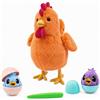 YH YUHUNG Giocattolo di peluche interattivo per mamma e pollo, canto e depone uova, animale da fattoria elettronico per bambini dai 3 anni in su, con pulcini e verme (arancione)