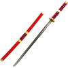 damdos Halloween Prop 101,6 cm Katana Arma Cosplay Spada Roronoa Zoro PU Gomma Samurai Spade regali di compleanno (nero) (rosso)