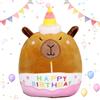 Pellinch Happy Birthday Capybara Peluche, 25 cm Capybara, Capybara Plushies, maiale d'acqua, peluche dei cartoni animati, Kawaii peluche, regalo di compleanno per bambini, ragazzi e ragazze