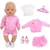 YAEGIMHT Vestiti per bambole rosa chiaro da 35,6 a 45,7 cm + 1 gancio + 1 camicia bianca a maniche corte + 1 paio di scarpe di tela rosa