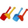 Gowi 559-21 - Set di Paletta e rastrello, 22 cm, Colori Assortiti, sabbiere e Giocattoli di Sabbia, Blu, Rosso, Giallo, Arancione