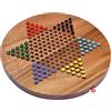 LOGOPLAY Halma Gr. Xl, Stern Halma, Dama Cinese, Gioco di Strategia, Gioco da Tavolo in Legno Con Tabellone Rotondo E Pieghevole (Multicolore)