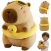 ChAusa Capibara Peluche, CapybaraPeluche, Capibara con Anello di Nuoto D'anatra Ideale Come Regalo per le Ragazze Piccole Giocattoli e Cuscini per Giocattoli Accoglienti per Giocare, Giocattolo