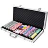 LARS360 Valigetta da poker con 500 fiches laser, da 11,5 g, richiudibile a chiave, accessori per carte da poker, con numero di fiches da casinò, da 55,5 x 20,5 x 6,4 cm, argento