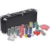 NAIZY Set da Poker 500 Fiches Laser, Include 2 Carte da Gioco, 5 Dadi, Mazziere e Pulsanti Set da Poker in Alluminio, Custodia Nera