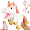 CWENDANER Pupazzo a mano con unicorno, giocattolo interattivo per ragazze, per narrazione, insegnamento e intrattenimento (30 cm) (unicorno bianco)