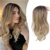 Ms Taj Extension per capelli da donna, 45 cm, castano sfumato con riflessi biondi, stile casual, per capelli sottili, capelli sintetici, volume extra, cambio rapido dell'acconciatura