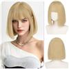 Sofeiyan Parrucca Donna,30 cm Parrucca Corta Liscia con Frangia | Biondo Chiaro Parrucche Bob,Capelli Sintetici Resistenti al Calore Donna Per Quotidiano Ufficio Feste Carnevale Cosplay