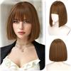 Sofeiyan Parrucca Donna,30 cm Parrucca Corta Liscia con Frangia | Marrone Miele Parrucche Bob,Capelli Sintetici Resistenti al Calore Donna Per Quotidiano Ufficio Feste Carnevale Cosplay