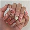 Cosblisvia Press On Nails Mandel, 24 Pezzi Unghie Adesive, Design con Fiori 3D per Donne, Ragazze, Professionisti, per Matrimonio, Festa, Ufficio (French Bianco)