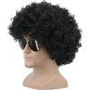 Yuehong Parrucca Corta Riccia Nera Afro Rock Anni 70 80 Discoteca Unisex