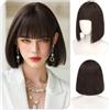Sofeiyan Parrucca Donna,30 cm Parrucca Corta Liscia con Frangia | Marrone Scuro Parrucche Bob,Capelli Sintetici Resistenti al Calore Donna Per Quotidiano Ufficio Feste Carnevale Cosplay