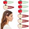 Shimmeroo Fermaglio per capelli a forma di mela rossa, 8 pezzi, graziose mollette per capelli a forma di frutta, con strass, per donne, ragazze, insegnanti, studenti, Capodanno, accessori decorativi