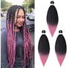 Cybelleza Ombre Extension per Treccine Africane Capelli Finti Sintetici 3pieces Pre Allungati Trecce Afro Extension Braids Hair Crochet Twist EZ Braiding Yaki Hair (Nero/Rosa)